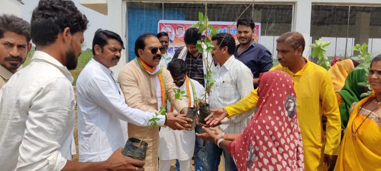 डॉ. चौलेश्वर चन्द्राकर ने छपोरा ,जैजैपुर विधानसभा में महिलाओ को पौधा वितरण किया गया