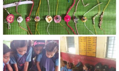 बच्चों ने सीखा राखी निर्माण की कला