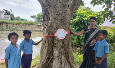 नन्हें बच्चों ने रक्षा सूत्र बांध लिया पर्यावरण सुरक्षा का संकल्प