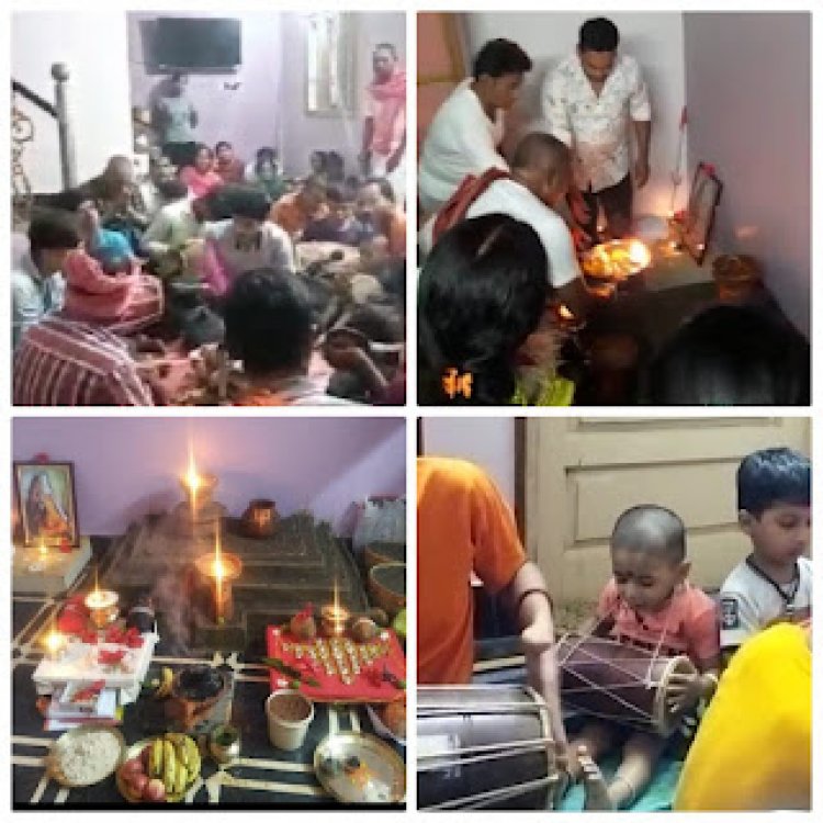 राजिम में अवसरिया परिवार समाज की कुलदेवी मां रातमाई कन्हाई परमेश्वरी जी की असीम अनुकम्पा से लेड़गी विश्राम के अंगना में ज्योत जंवारा कार्यक्रम
