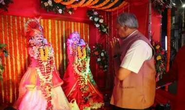 गणगौर पूजा में शामिल हुए बृजमोहन अग्रवाल। प्रदेश को खुशहाल बनाने को गणगौर माता से की प्रार्थना।