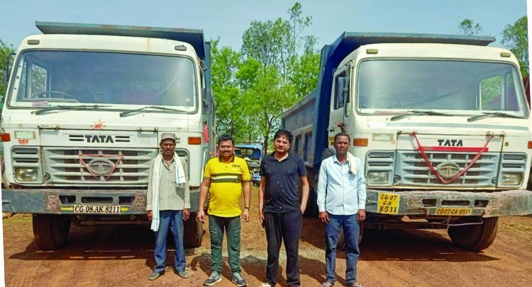 दुर्ग जिले में मुरूम की अवैध परिवहन करते 2 हाईवा और एक जेसीबी जब्त