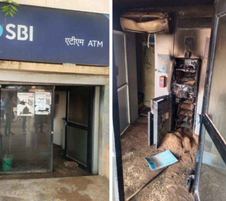 भिलाई के इस ATM में लाखों की चोरी, जाते जाते किया आग के हवाले