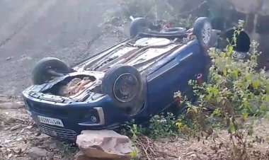 अनियंत्रित होकर पुल से नीचे गिरी कार, 8 घायल