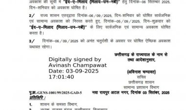ईद-ए-मिलाद की छुट्टी अब 5 सितंबर को, सरकार ने बदला अवकाश का दिन, आदेश जारी