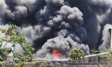 प्लास्टिक फैक्ट्री में लगी आग, मौके पर पहुंची फायर ब्रिगेड