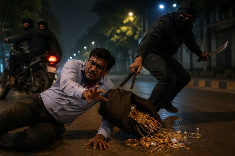 राज्य  तलवार की नोक पर करोड़ों की लूट, ज्वेलरी स्टोर मैनेजर पर हमला कर बदमाश फरार