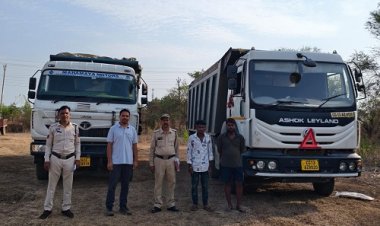 खनिज अधिकारी ने दहिदा-जसपुर क्षेत्र में पकड़ा 3 हाईवा, रेत के अवैध परिवहन करने पर जप्त